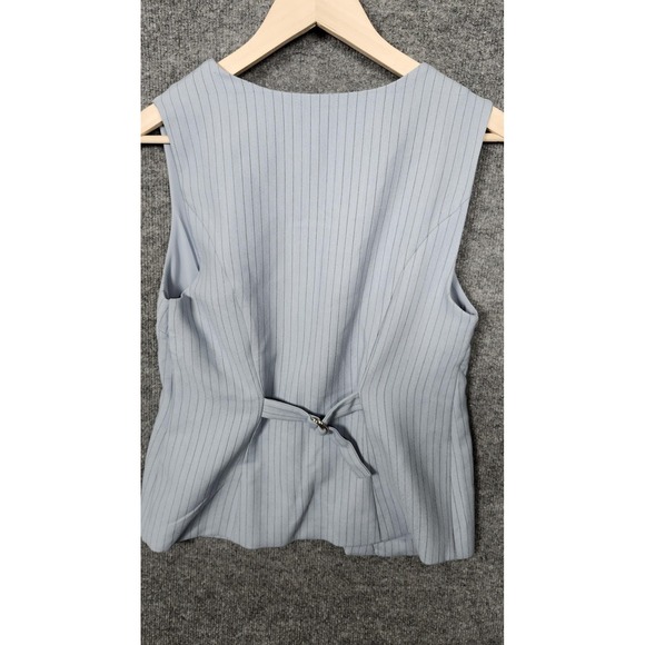 Abercrombie & Fitch Vest Womens Small Blue Pinstripe Button Front Lined FLAW - Picture 7 of 11